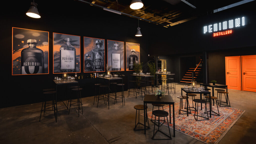 Conference group on a distillery tour and tasting at Peninuki Distillery, Tartu