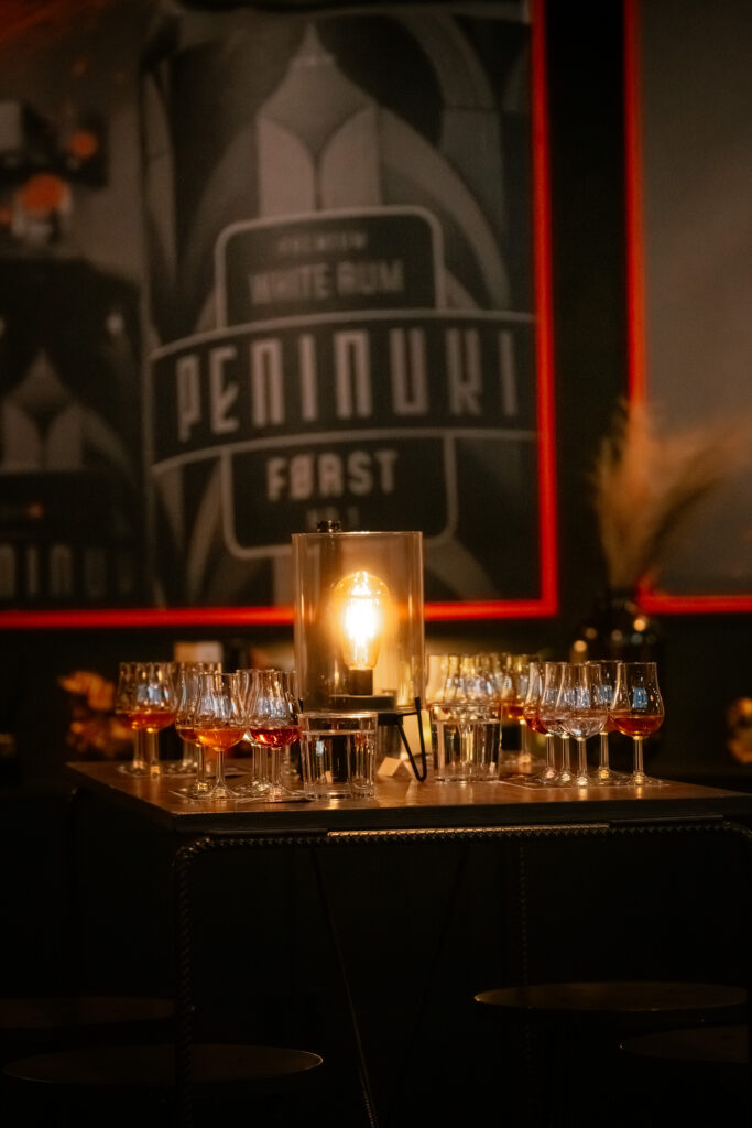 Conference group on a distillery tour and tasting at Peninuki Distillery, Tartu